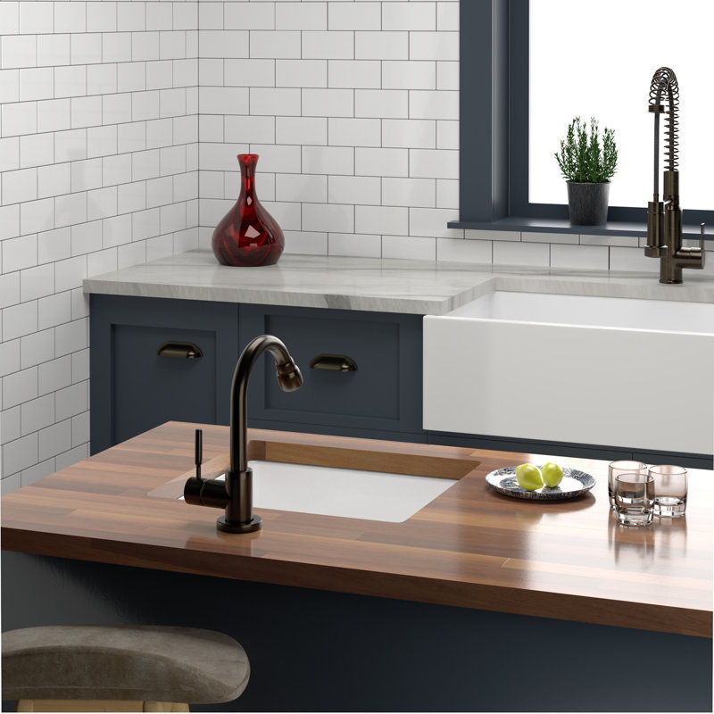 18.38'' L Single Bowl Fireclay Kitchen Sink
