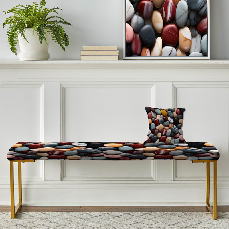 Motif de pierre de méditation Timeless - Banc rembourré en marbre doré