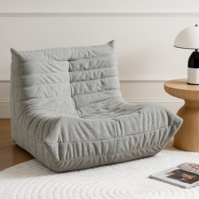 Bean Bag Chair for Adults - Comfy Ergonomic High-Resilience Medium Size Bean Bag Sofa for Bedroom, Grey
