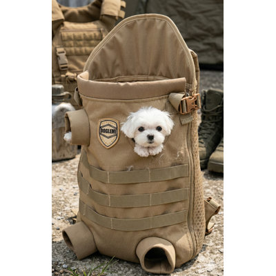 Tactical Backpack Carrier for Small to Medium Dogs, Soft Hands-Free Front-Facing Design for Cats and Dogs, Suitable for Outdoor Traveling, Hiking, and Camping, Large Size, Khaki Coloring