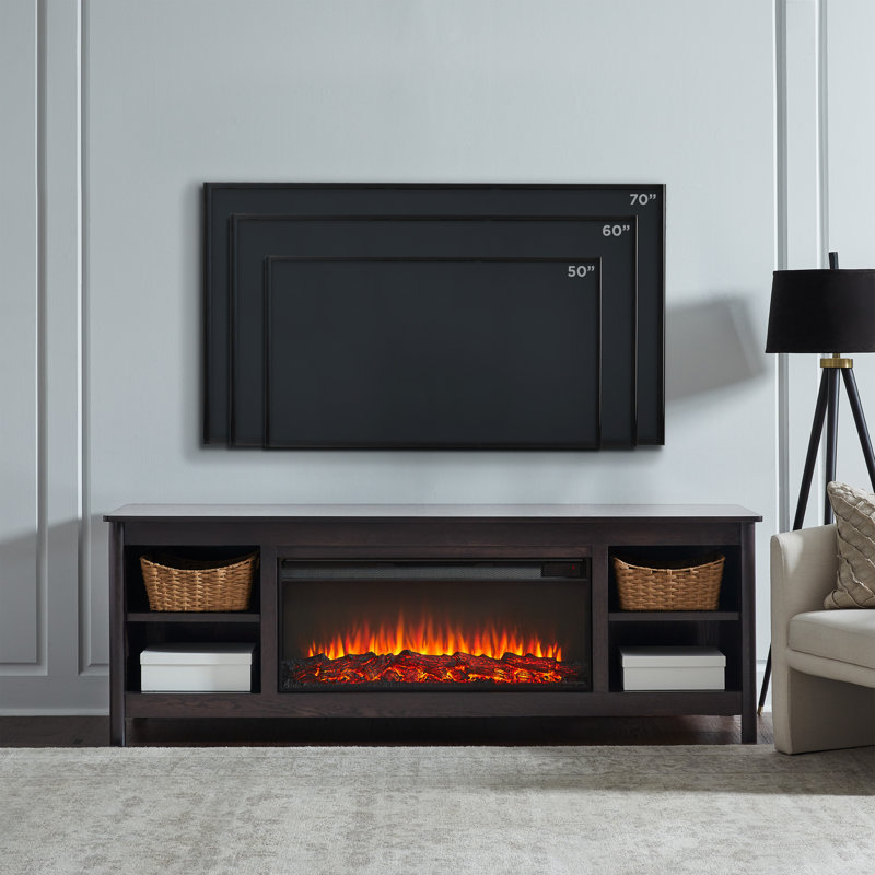 Kells 81" Electric Fireplace TV Stand, Dark Oak
