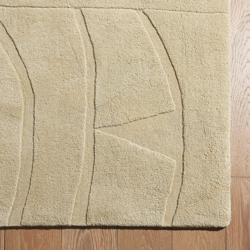 Hand Tufted Wool Area Rug in White, Rectangle 11' x 14'