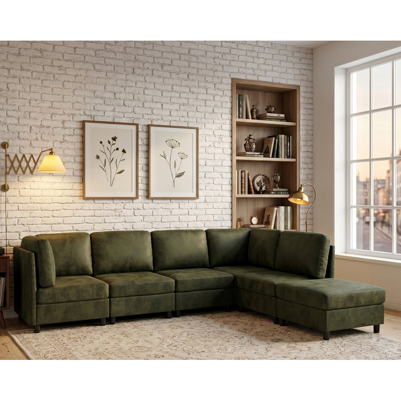 Canapé modulaire en similicuir Kwipadhurst, Olive Faux Leather