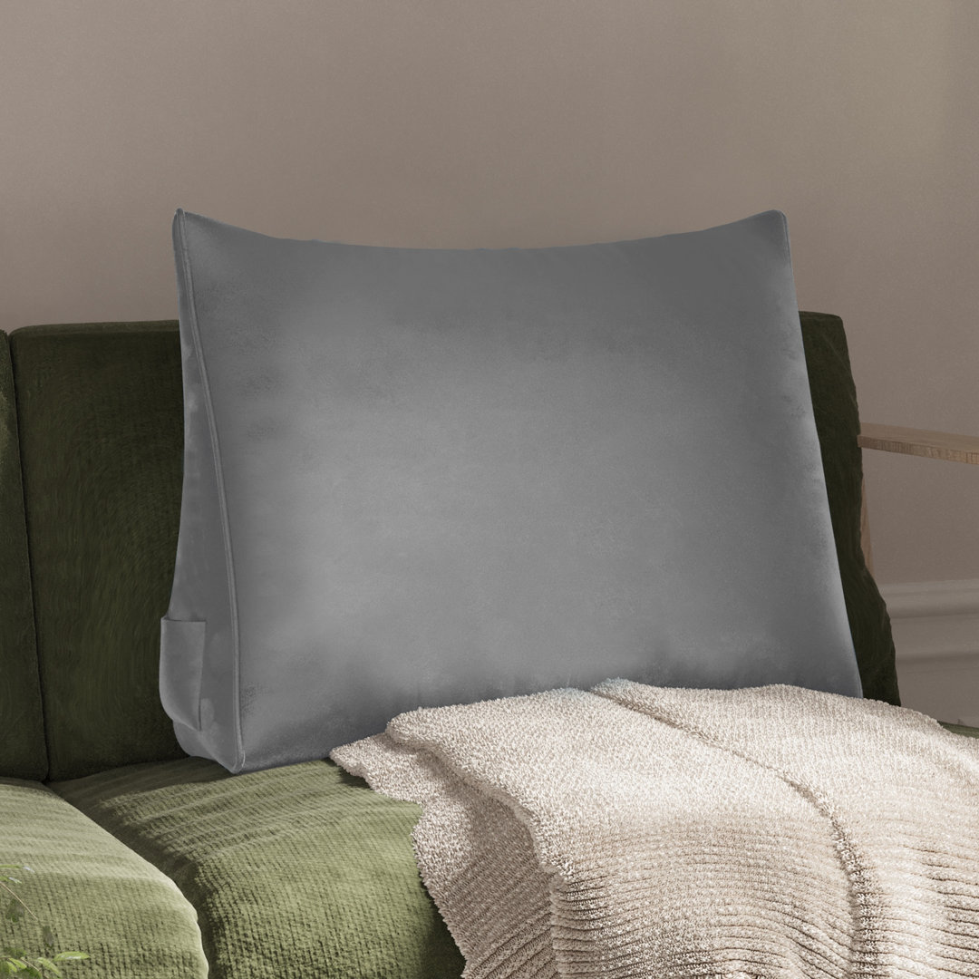 Velvet(100% Cotton) Sofa Back Support Wedge Pillow Decorative Bed Throw Pillow, Grey