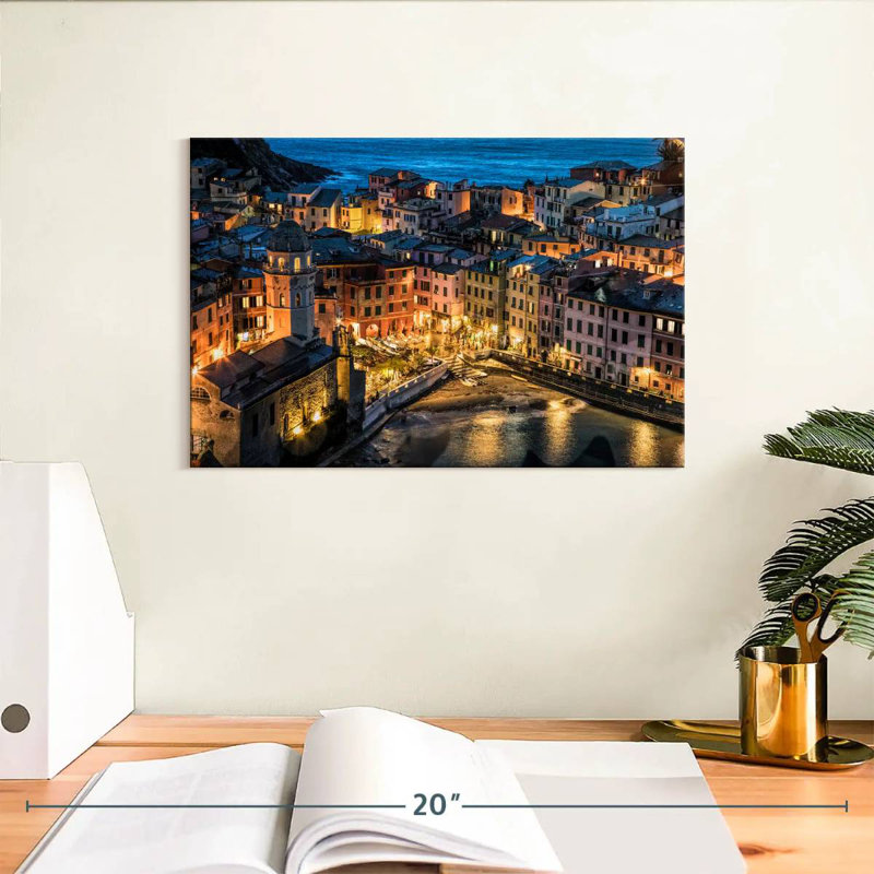 Kavia Vernazza In The Cinque Terre After Dark, 8" H x 12" W