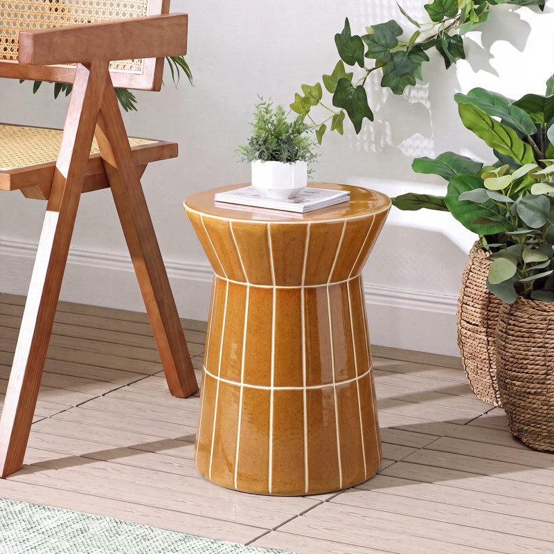 Tabouret de jardin évasé en céramique Zaro, Rouge profond