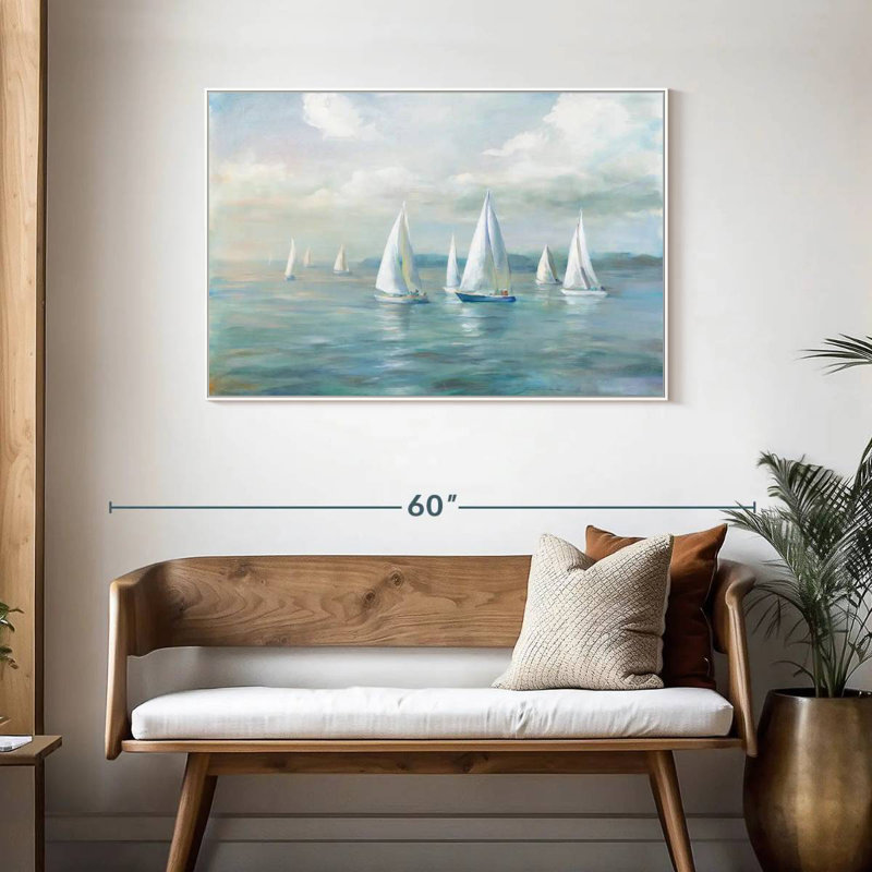 En route pour l'océan, Cadre flottant blanc, 43 po x 29 po