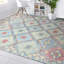Tapis en laine noué à la main en gris / bleu / rouge-69674904