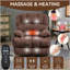 Fauteuil inclinable électrique en chenille de 23 po de large et à dossier haut avec massage par vibration à 8 points et chauffage lombaire-1128195442