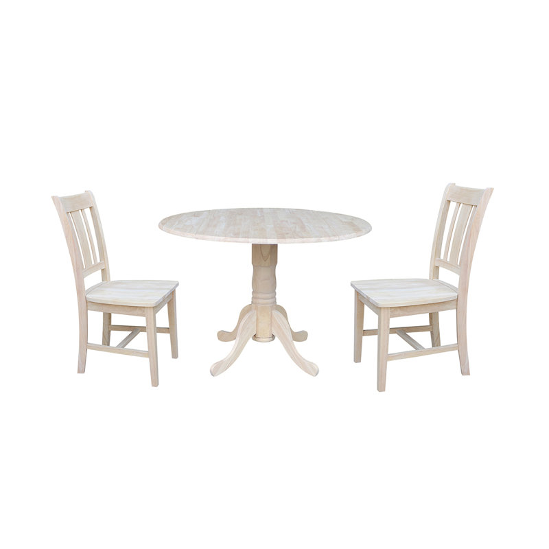 Khodor Solid Wood Top Pedestal Dining Set, Unfinished