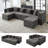 129" Modern Minimalist U/L Shaped Modular Cloud Sectional Sofa with 2 Ottomans, Boneless Deep Seat Couch for Living Room, No Assembly Required-2054955084