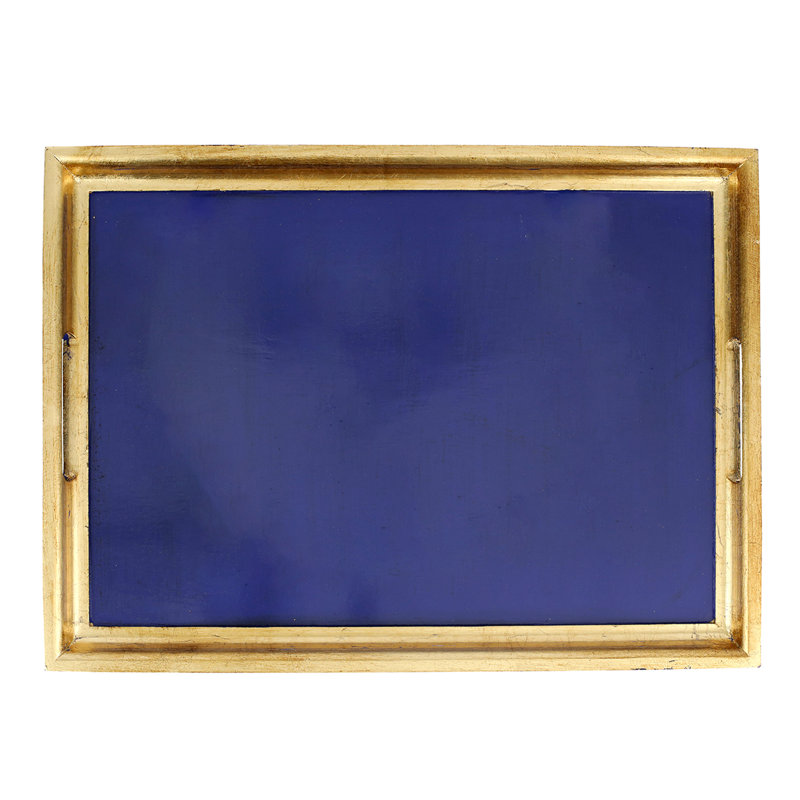 Plateau rectangulaire Florentine, H 1,25 po x l 21,25 po x P 15,25 po - Grand, Cobalt / doré