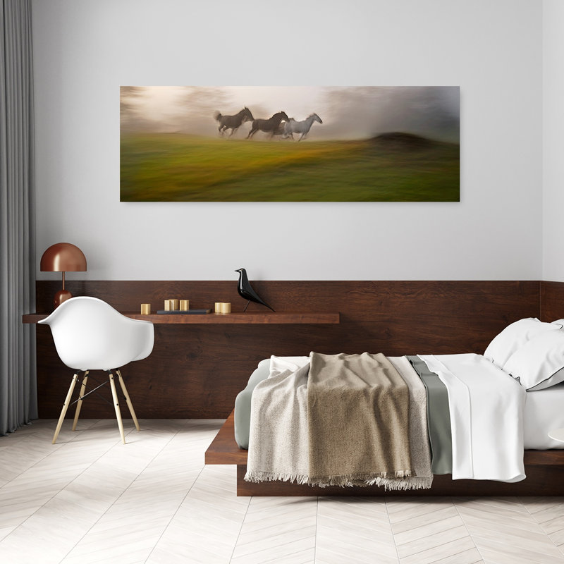 Galloping Through The Mist by Milan Malovrh - Wrapped Canvas Panoramic Print, 50.8 cm H x 152.4 cm W