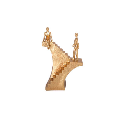 Climb Stairs Figure Gold..6.50"x3.00"x10.00"H
