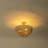 Luna 3-Light Large Dome Shade Seagrass Semi Flush Mount Coastal Ceiling Light In Brass