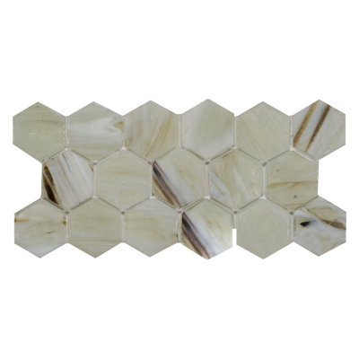 Carreau de mosaïque hexagonal en verre 2 po x 2 po Tieman