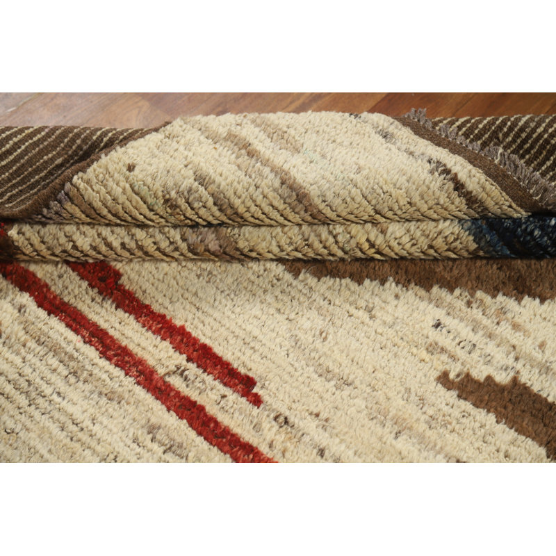 Tapis oriental marocain abstrait en laine 4 x 6
