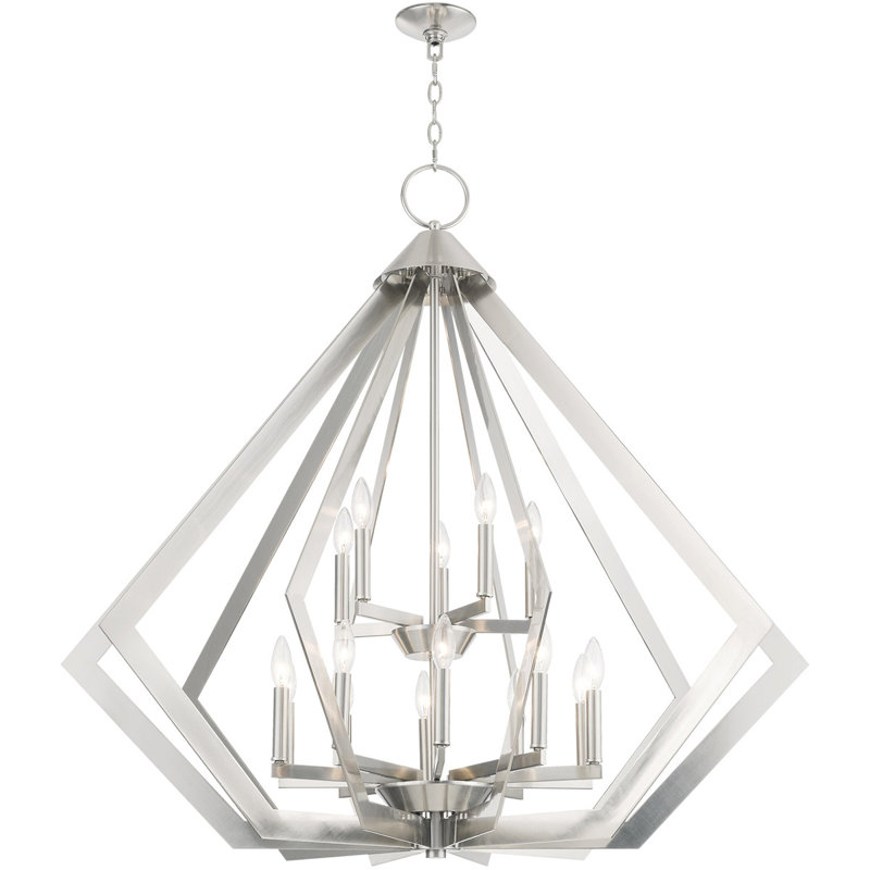 Lustre géométrique en métal 15 lumières Buckeys, Nickel brossé