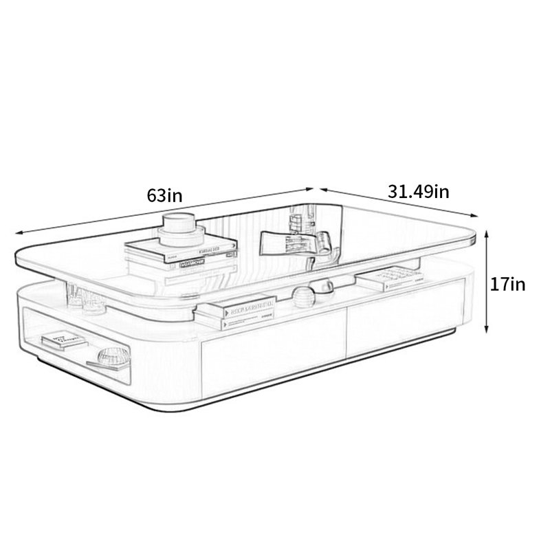 Table basse italienne de luxe minimaliste, Noir, H 17 po x L 63 po x l 31,49 po