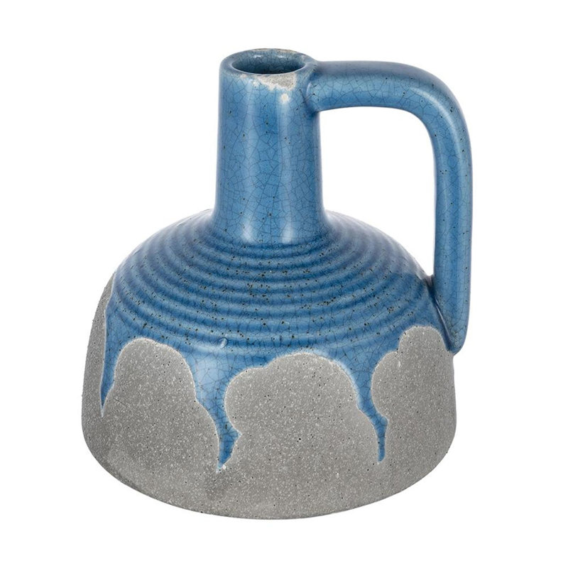 Vase 9 "en céramique bleu et gris
