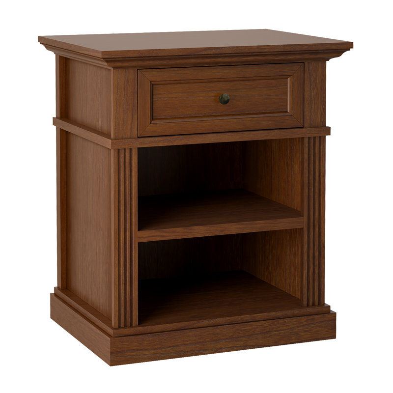 Table de chevet en bois massif avec tiroir pour la chambre à coucher, le salon ou les bureaux à domicile (cerisier foncé)