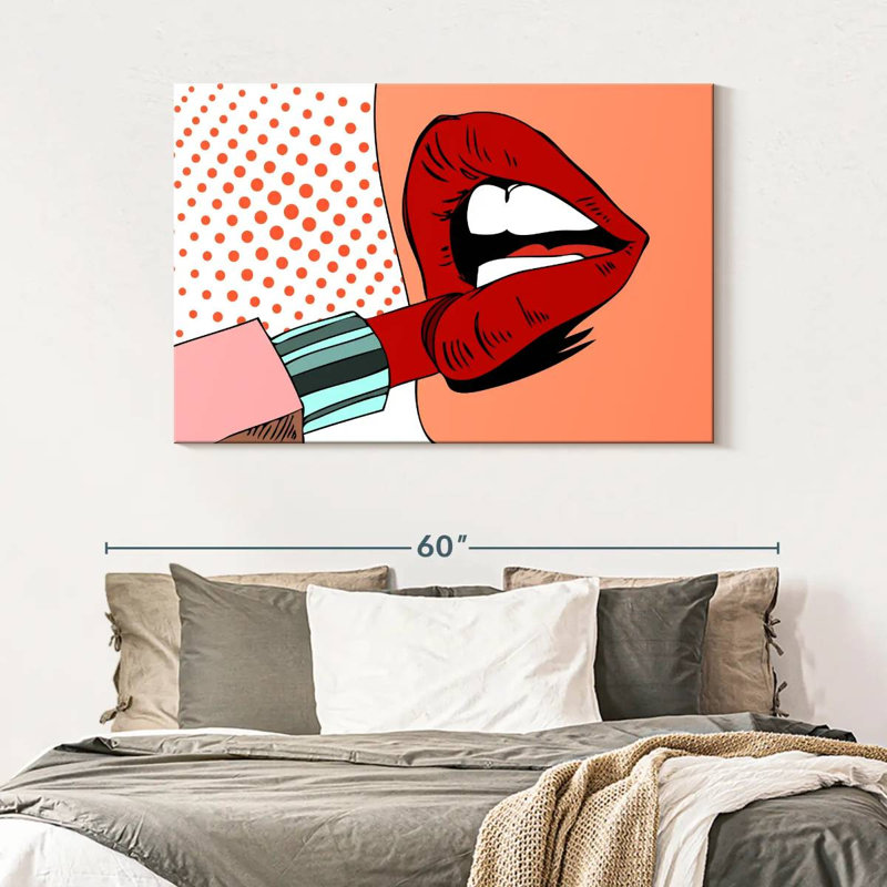 Shuttleworth Retro Pop Red Lips, 32" H x 48" W
