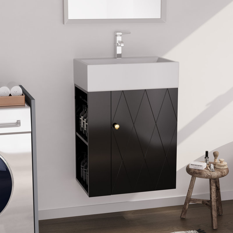 Meuble-lavabo simple, Noir