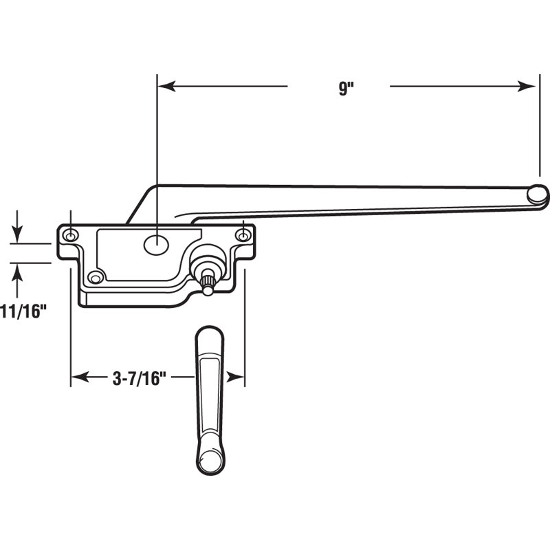 Opérateur à battant carré en bois 9 po Prime-Line, bronze (paquet simple)
