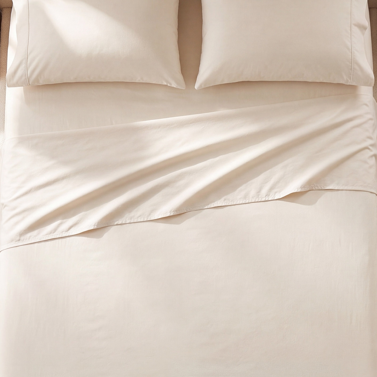 Double Stitch 100% Cotton Sheet Set, Queen Sheet Set with 2 Pillowcases, Coconut Milk
