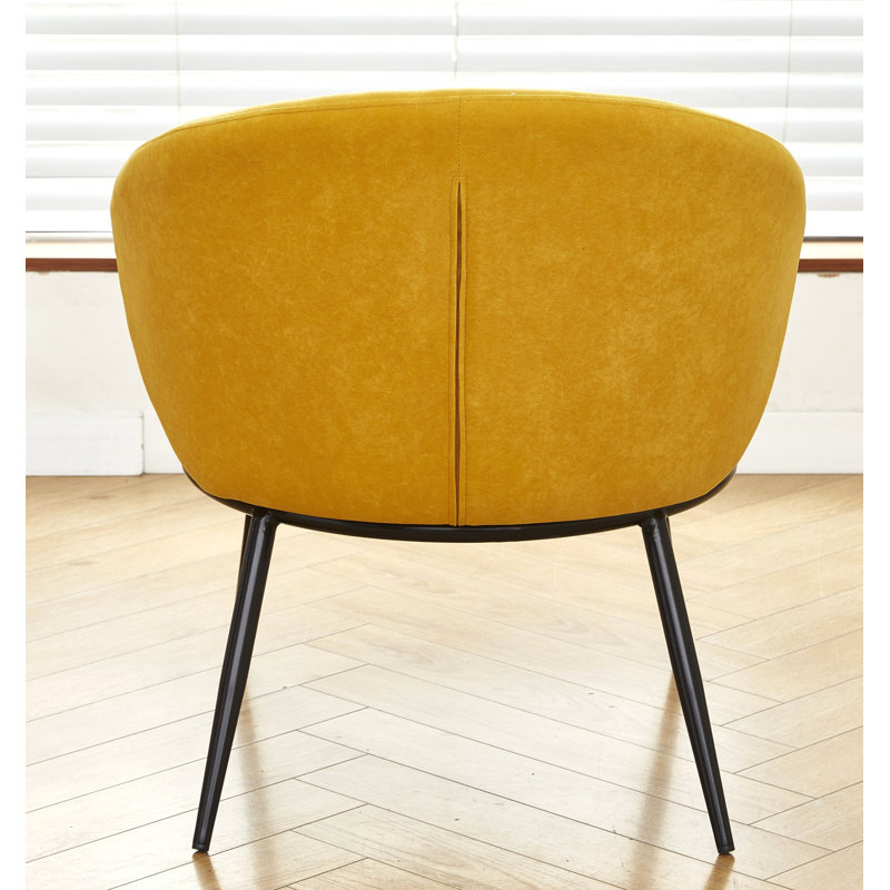 Velvet upholstery metal leg accent chair, Yellow Velvet