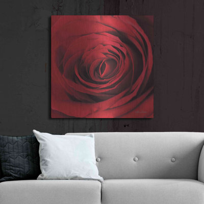 «The Red Rose II» par Lori Deiter, art mural en métal, 36 po x 36 po