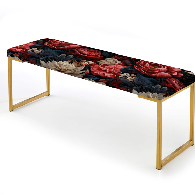 Banc floral rembourré or, Red Victorian Opulence Floral Pattern