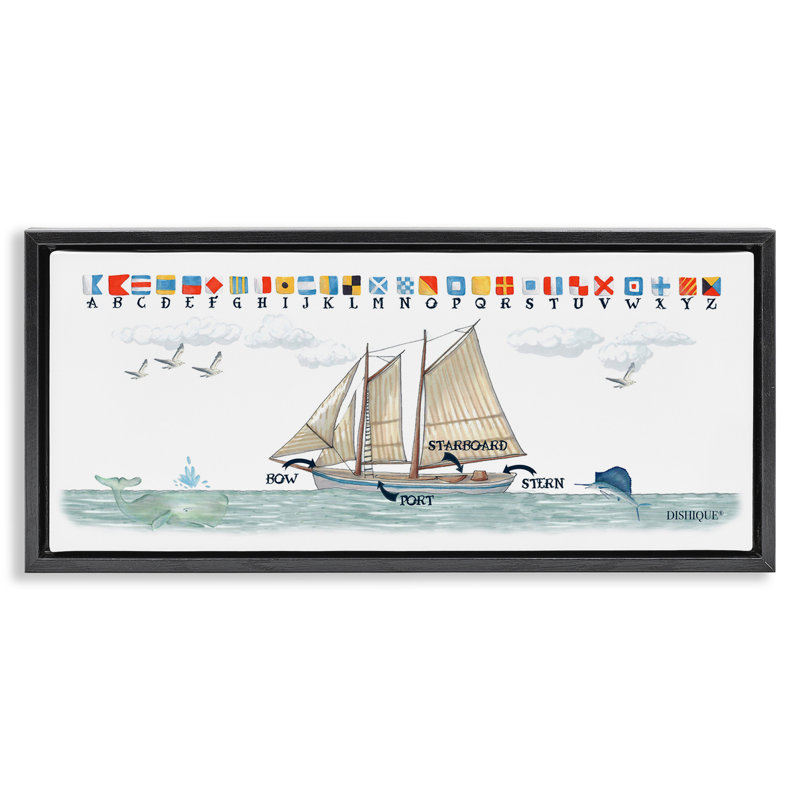 Drapeaux de voile nautique, H 11 po x l 25 po, Cadre flottant noir de jais