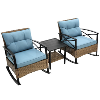 Outdoor Rocking Chairs In Grey - Materials, Comfortable Sitting, Easy To Transport, With Armrest Chair Blue Seating Frame
