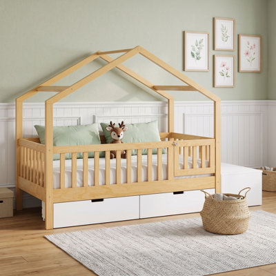 House Toddler Bed with Storage Drawers and Lift Top Chest