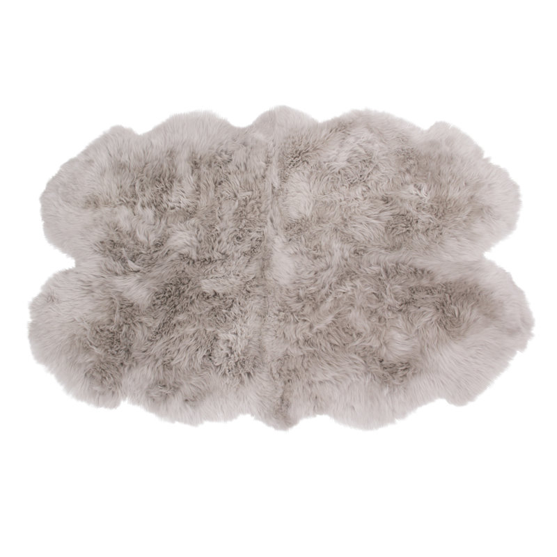Tapis gris en peau de mouton Kowal, Nouveauté 3 pi 6 po x 5 pi 6 po