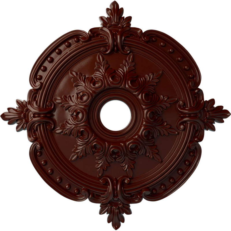 28 po 3/8 po x P 3 3/4 po x P 1 5/8 po médaillon classique de plafond (convient aux auvents jusqu'à 6 1/2 po), Acajou brossé