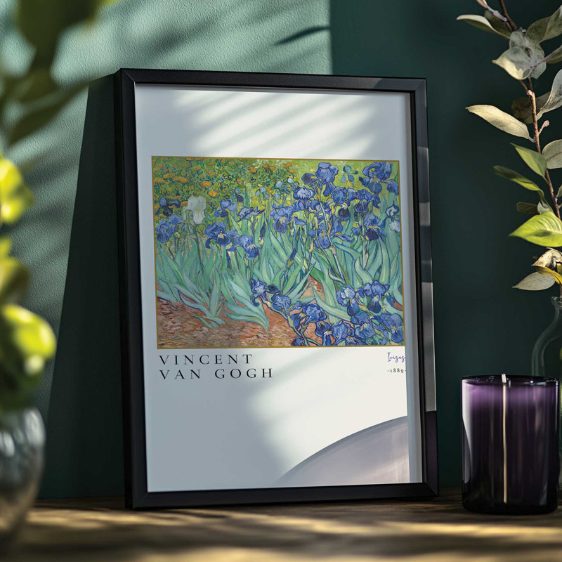 Imprimé Van Gogh's Irises, H 37,25 po x l 25,25 po, Or brossé