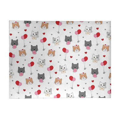 Tapis gris/rose/rouge fait main