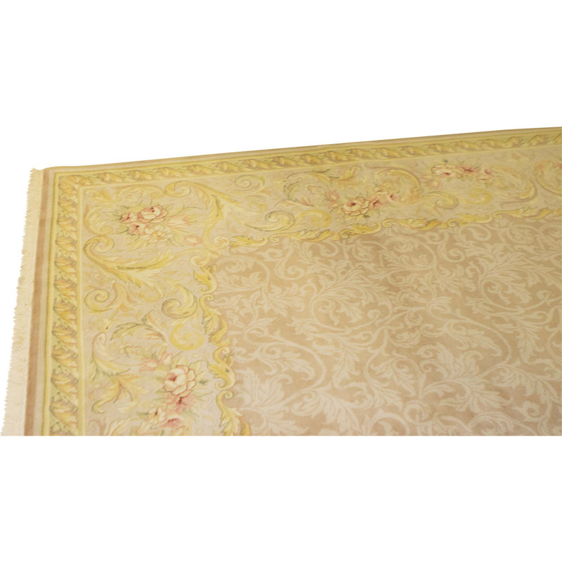 High-Quality Hand-Knotted Brown And Cream Area Rug
