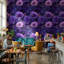 Papier peint floral, peinture murale texturée violette