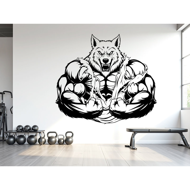 Adhésif décoratif loup, H 20 po x l 17 po, Noir mat
