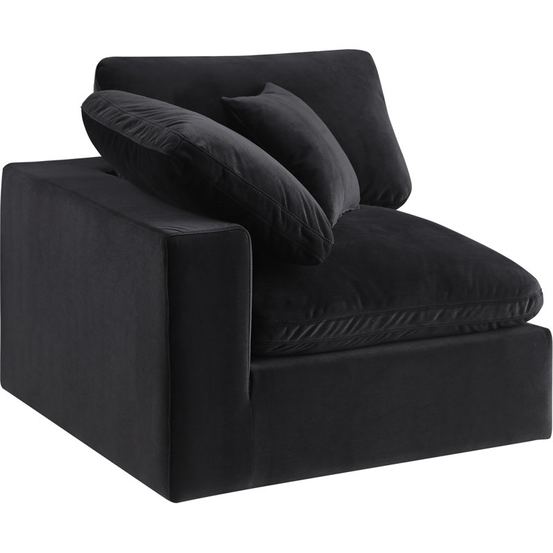 Chaise d'appoint en velours 40 po, Velours noir