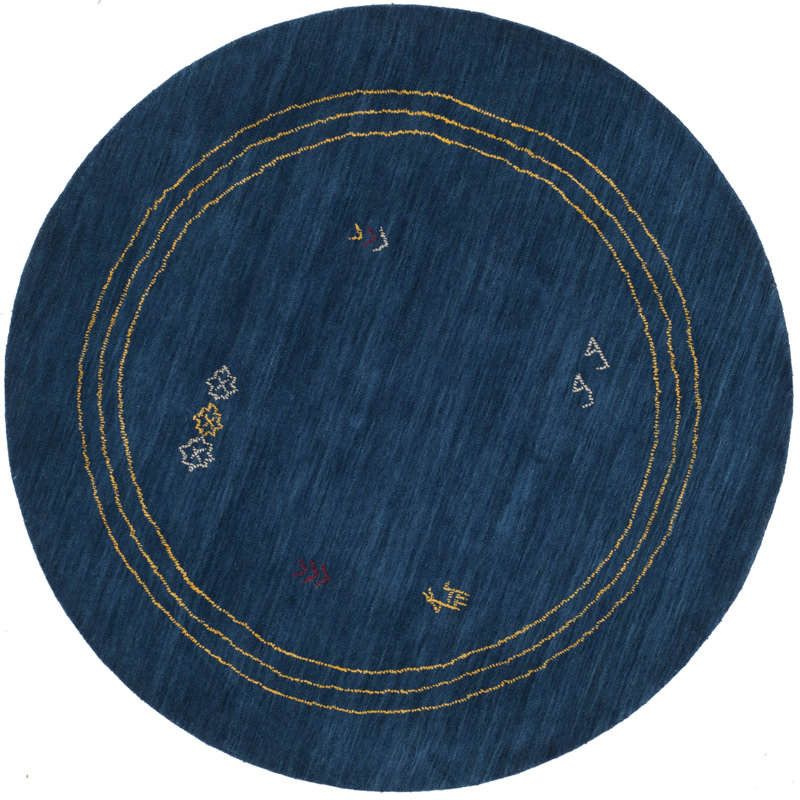 Coraima Hand Loomed Wool Abstract Rug, Round 6'