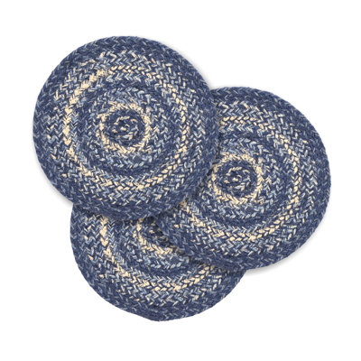 Great Falls Blue Jute Trivet 8 Set of 3