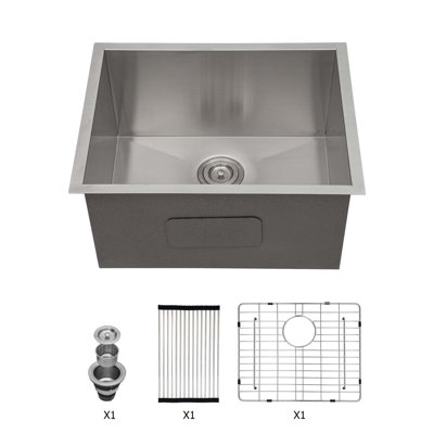 Laundry Sink 23 Inch - 23x18x12 Inch Undermount Laundry Utility Sink Deep Single Bowl 16 Gauge Stainless Steel Laundry Tub Sinks