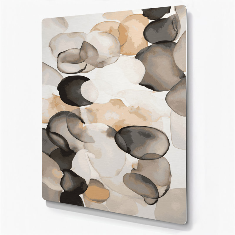Abstrait aquarelle 43, art mural en métal beige