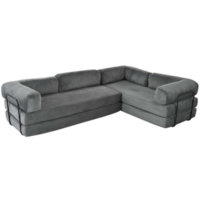 54-3 Canapé-lit modulaire en L confortable, polyvalent et polyvalent en tissu, parfait pour se détendre et recevoir dans les salons et les appartements