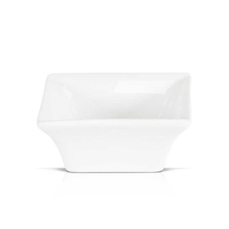 Plat à sauce carrée 2,75 pouces - Porcelaine blanche perle pour trempettes et condiments