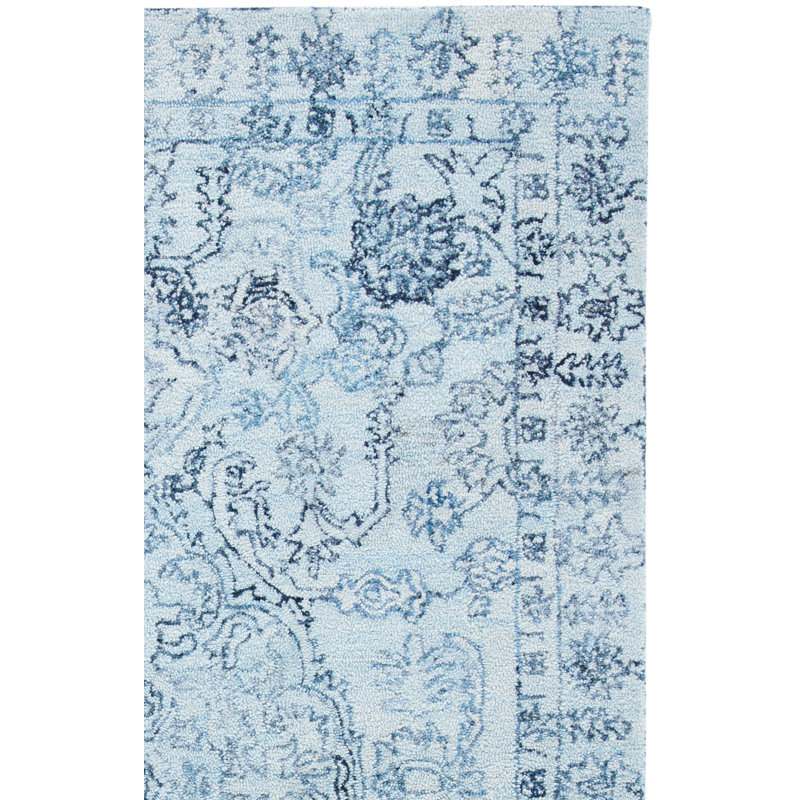 Oriental Hand Tufted Light Blue Area Rug, Square 6'
